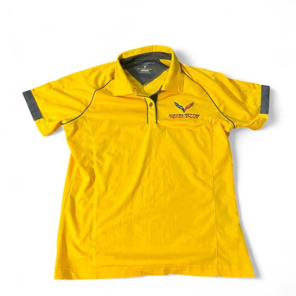 Corvette Racing Shirt Ladies M Black/Yellow Polo Short Sleeve Pro Celebrity